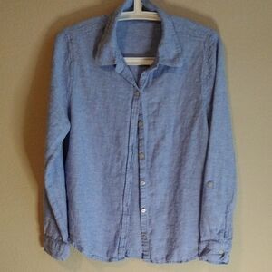 Orvis Sky Blue Linen Blouse